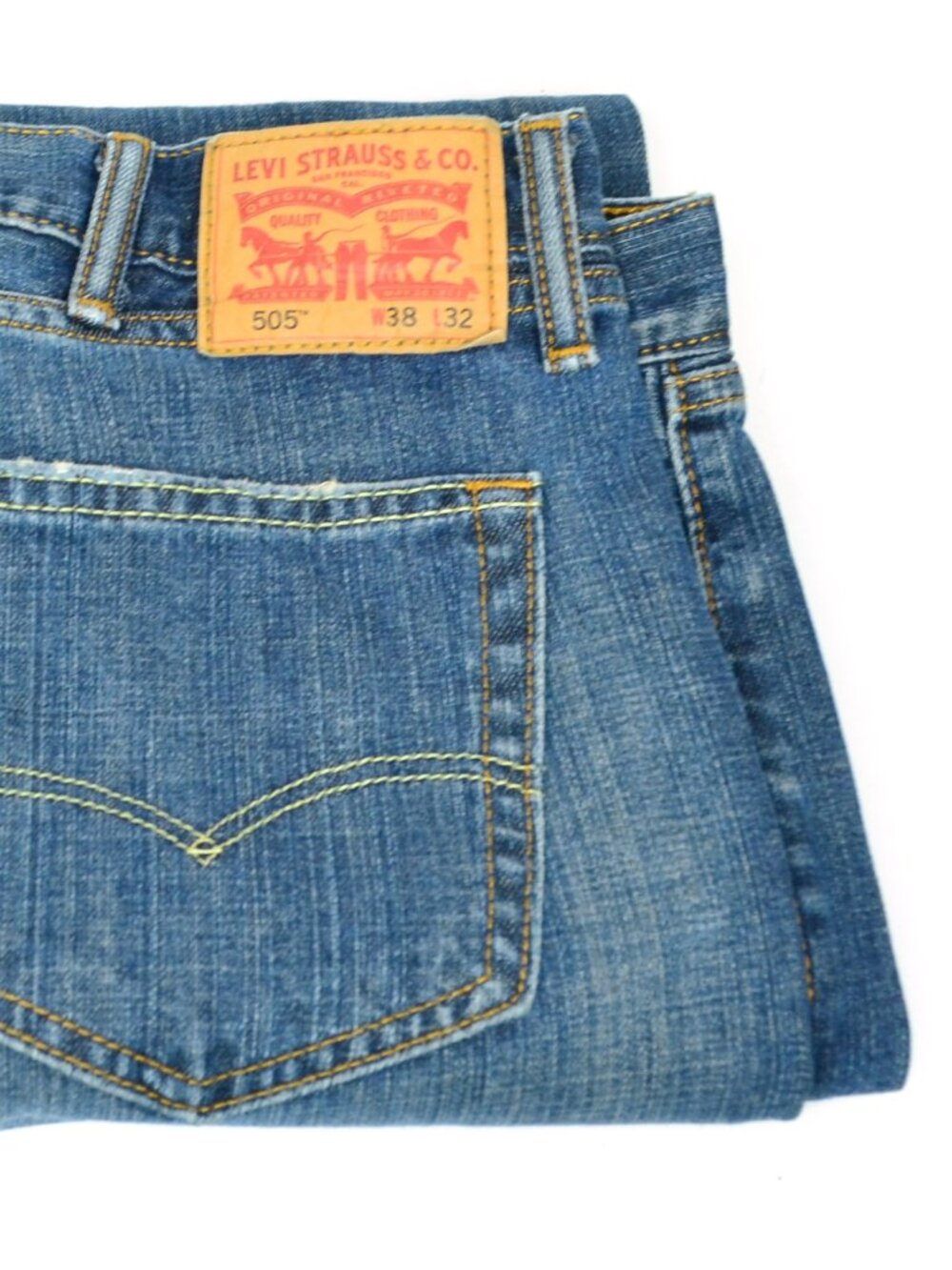 Levi's 505 Men's Size W38 L32 Blue Medium Wash Straight Fit Denim Jeans